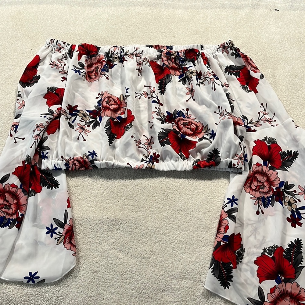 Shein crop top bell sleeves